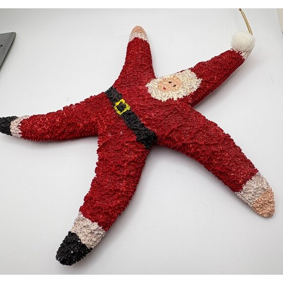 Vintage Real Starfish Santa Claus Christmas Tree Ornament Large Red Beach Ocean - Picture 4 of 7